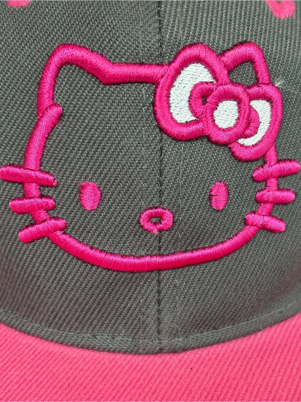 Hello Kitty Gray & Pink Snapback Hat Cap Leader LOGA Embroidered Adjustable OSFA